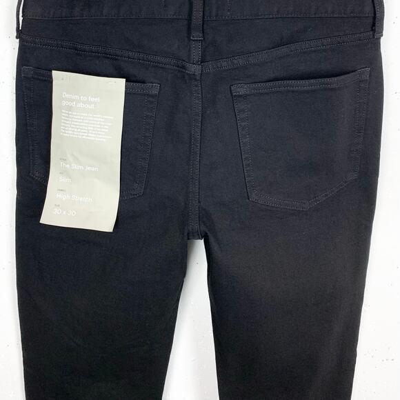 Everlane Uniform Mens Slim 4Way Stretch Organic Jeans Regular Rise Black 30 x 30 - Picture 5 of 10